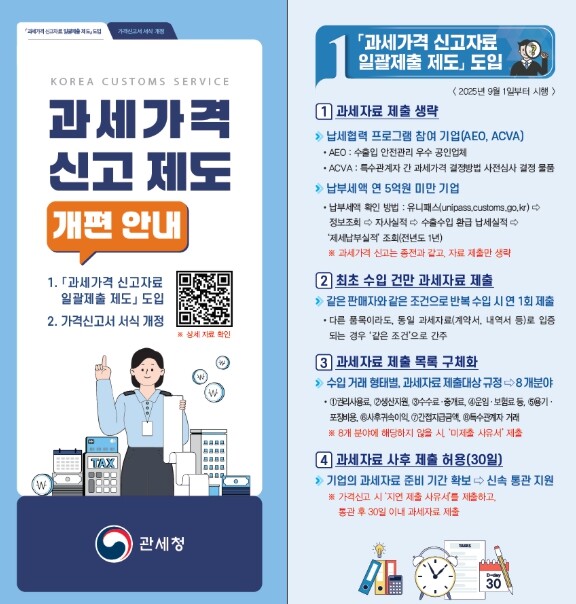 관세청, 수입물품 과세자료 일괄 제출...