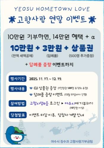 여수시, 고향사랑기부제 연말 이벤트 ...