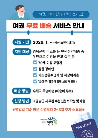 영덕군, 민원 취약계층 여권 무료 배...