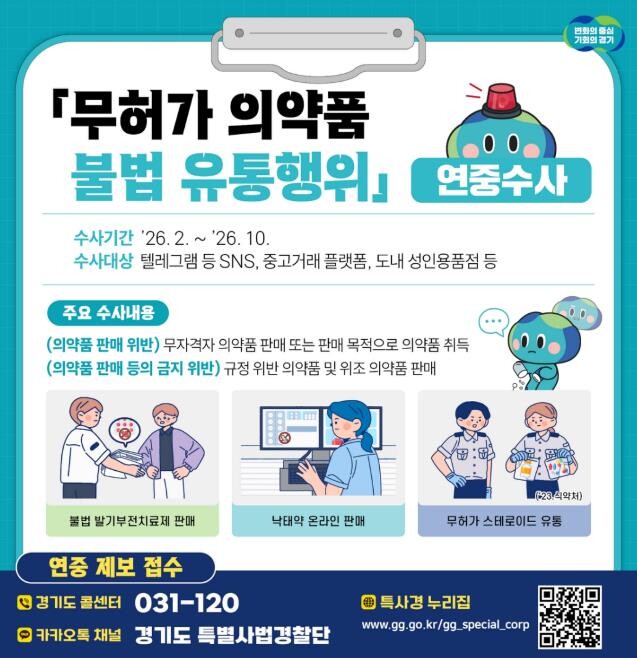 경기도 특사경, 스테로이드·임신중절약...