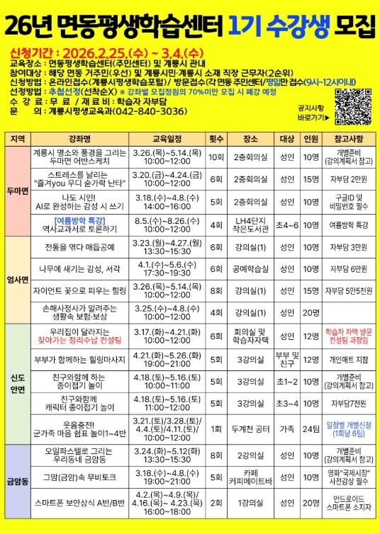 계룡시, “면·동 평생학습센터 1기 ...